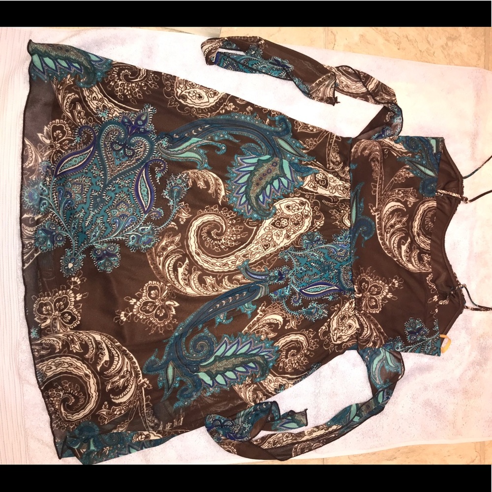 Brown and blue dress